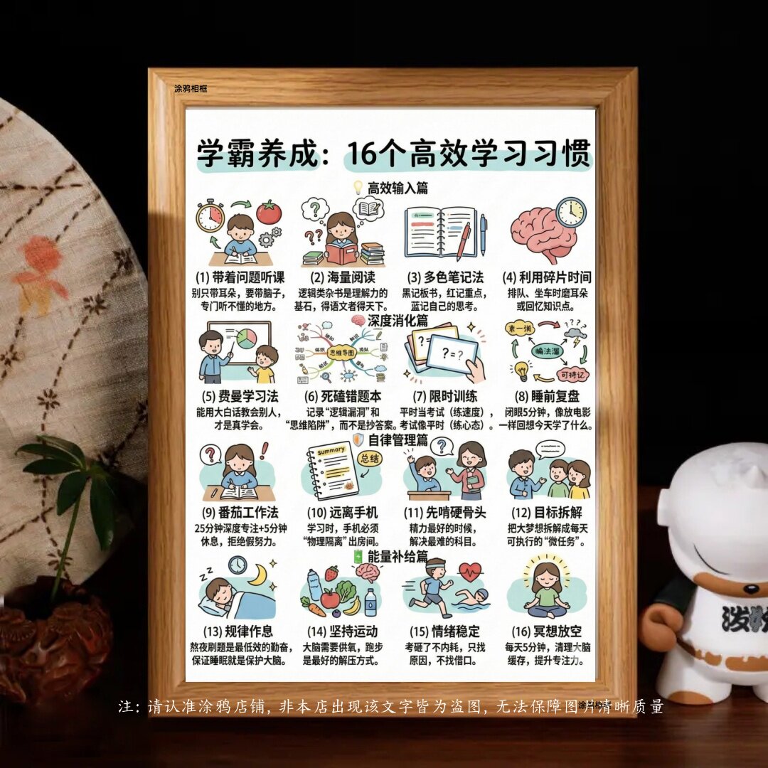 学霸养成16个高效学习相框摆台