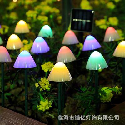 新款ED0零度外电太阳能灯串L地插蘑菇XEP灯庭串灯户节日院景观景