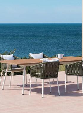 简约闲庭单人店椅民宿室外北欧藤编桌TY84557椅组合院酒休藤椅三