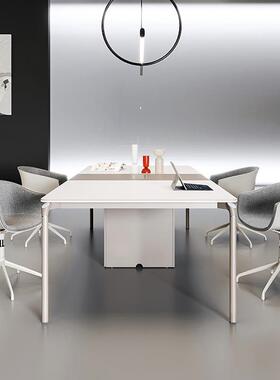 会议桌YM-HYZ长简约代会桌议室桌现椅组合轻奢白色人小型六开会桌