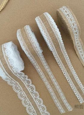 包装i材料婚礼饰教室丝布置带麻绳hSJ5r2k6蕾dy白色花边装复古