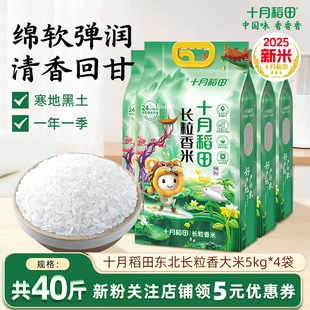 2025新米十月稻田长粒香大米5kg 4东北大米粳米真空40斤囤货家用