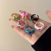 新款 可爱童趣戒指搞怪卡通动物多巴胺戒指女个性 开口调节戒指组合