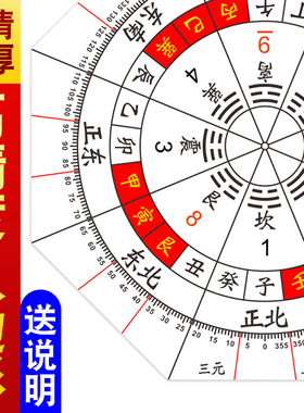 高精度加厚立极尺三元二十四山透明罗盘绘图尺24山户型布局立极规