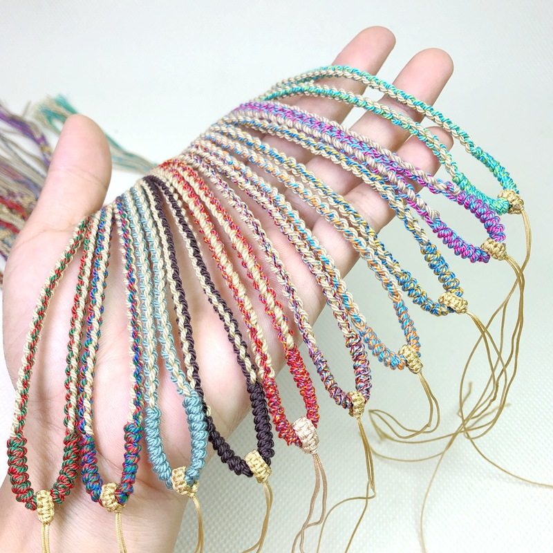 手搓棉线吊坠绳子藏式唐卡手工编织绳民族风玉坠蜜蜡挂件项链绳子