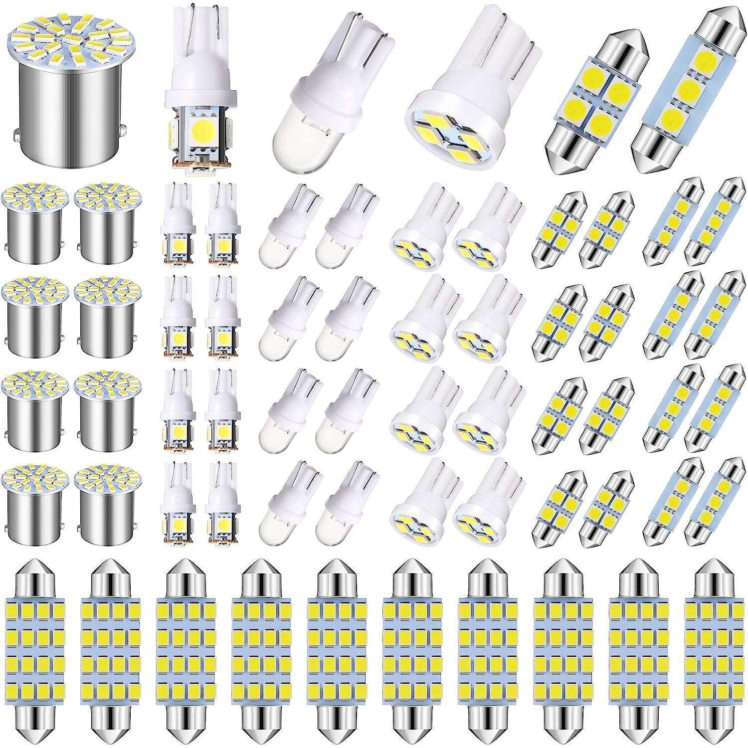 汽车LED车顶灯70PCS组合套装灯泡T10示宽灯双尖室内牌照灯31MM