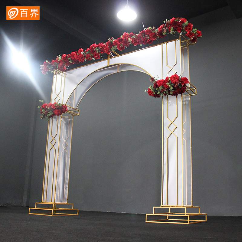 铁艺拱门婚礼专用阳光膜拱形门婚庆道具舞台透明背景花门摆件大门
