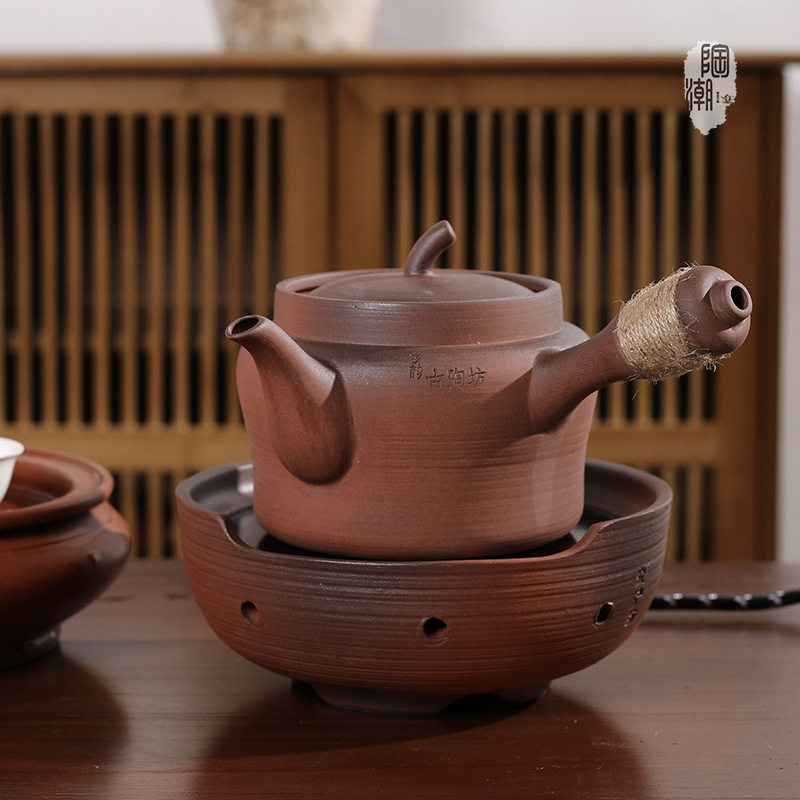 【陶潮文创】潮州砂铫烧水茶具老岩泥大口砂铫壶陶壶煮水煮茶壶陶