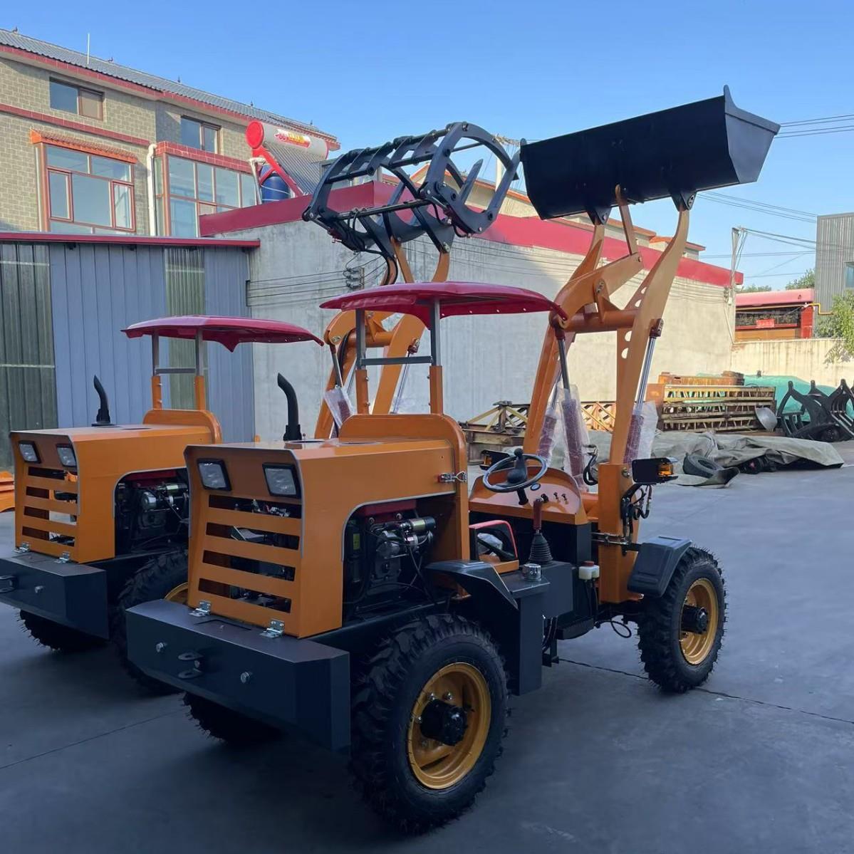 柴油装载机举升载重800kg工地砂石装卸厂区料堆整理轮式装载机