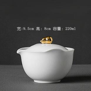 白瓷盖碗单个茶壶陶瓷防烫手抓壶玉瓷泡茶单壶小号功夫茶具