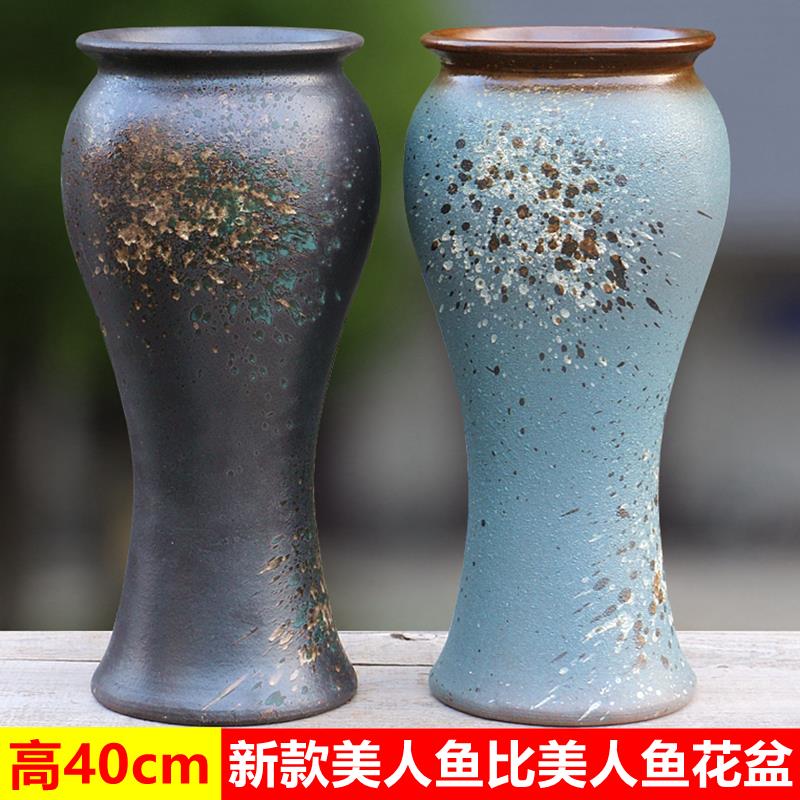 大号陶瓷花盆透气多肉绿植盆悬崖老桩高筒九尾狐专用细高特大花盆