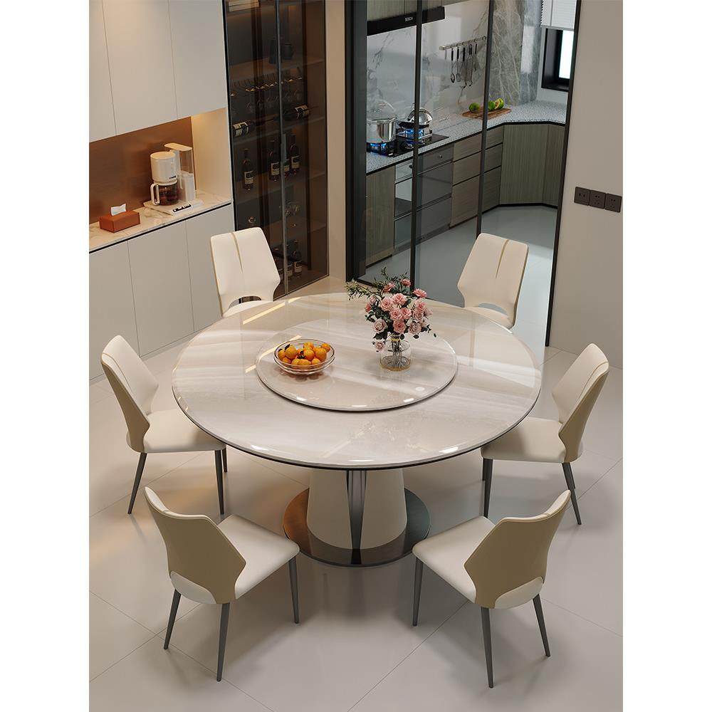 圆形石板餐桌2024新家小公寓餐桌意大利轻豪华现代餐厅餐桌和椅子,住宅家具,岩板餐桌,淘宝优惠券,粉丝福利购,淘宝优惠卷