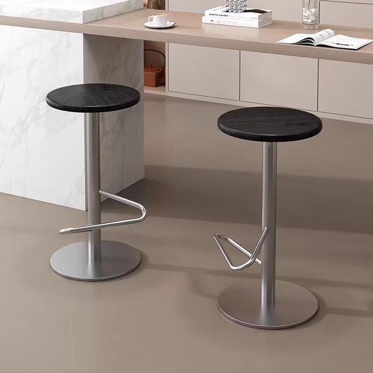 北欧简约吧台椅家用设计师实木高脚凳日式可升降旋转铁艺酒吧椅子