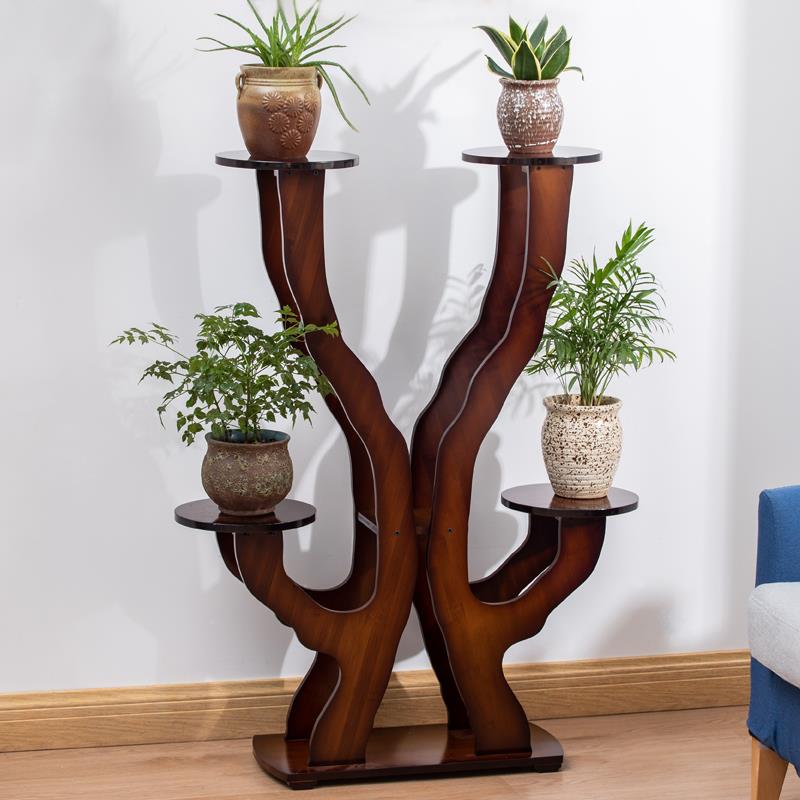 青萝卜客厅花架实木多层落地花盆架阳台室内装饰中国风花架