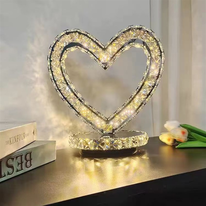 婚房卧室氛围感爱心小夜灯心形水晶床头灯浪漫结婚礼物送闺蜜家人
