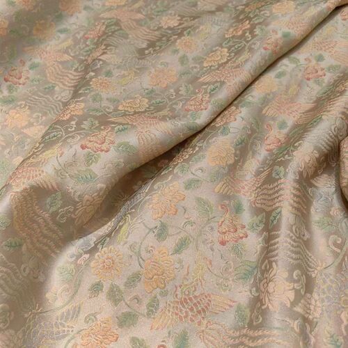 凤穿牡丹 真丝织金提花印花面料 140门幅 新中式服装旗袍汉服布料
