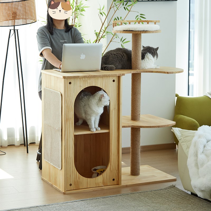 免安装全实木猫爬架大型豪华猫窝四季人宠多猫别墅原创家具猫屋图片