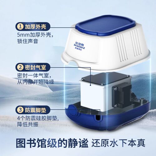 比多克鱼缸氧气泵增氧泵小型打氧机家用养鱼充氧大气量超静音制氧