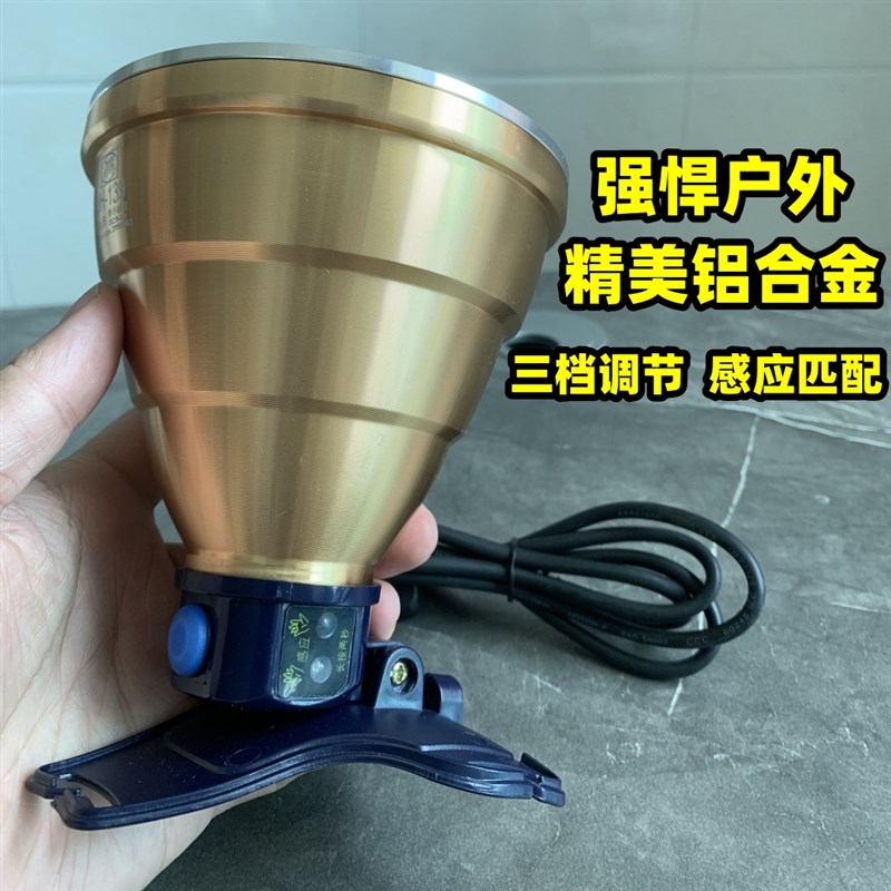 9核强光超亮感应灯头12V外接电池头灯LED头戴式远射超大光斑钓鱼