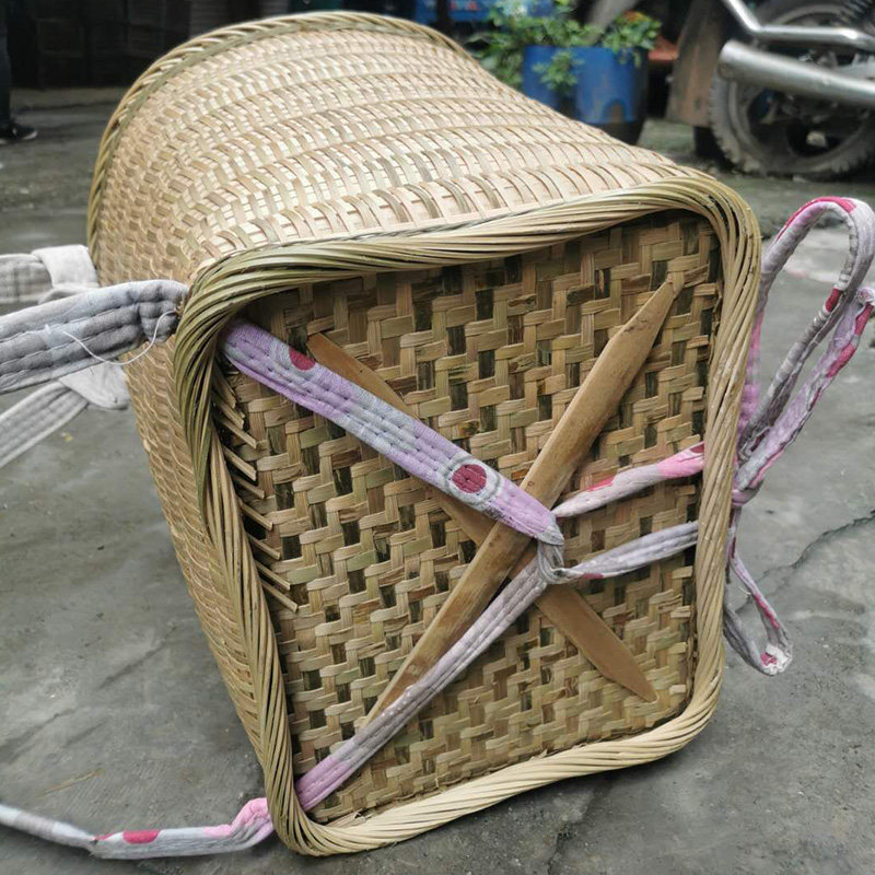精编竹编方背筐纯手工收纳筐竹篾背篼竹篮子竹编背篼竹背篓竹背筐