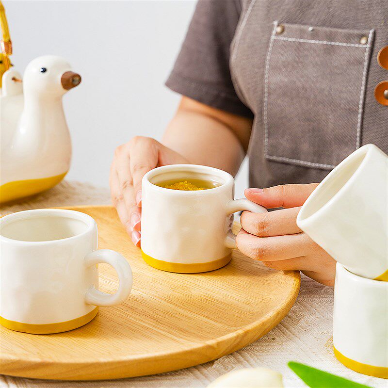 可爱小鸭子陶瓷水具套装家用创意茶壶茶杯茶具套组2025新款喝水壶