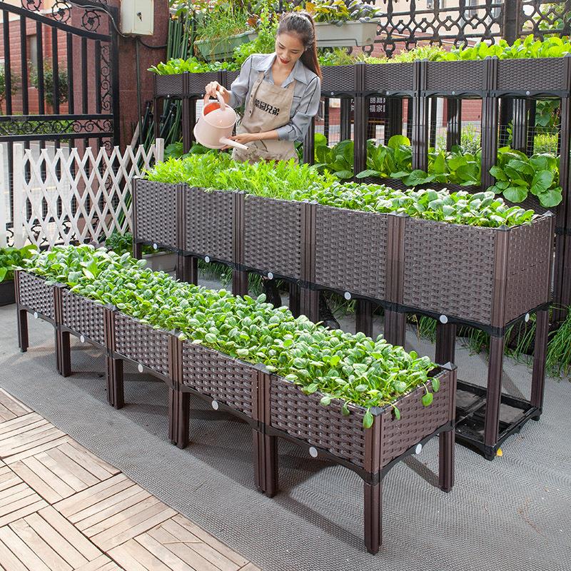 阳台蔬菜种植箱 种菜花盆露台 楼顶特大长方形立体组合花盆种树箱