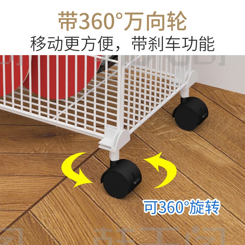 瑜伽器材收纳架泡沫轴羽毛球拍健身用品收纳篮密网37带轮子置物筐