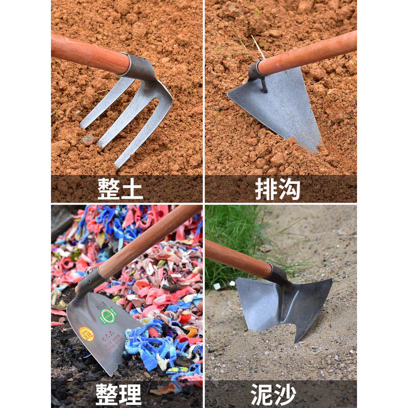 现货速发!园艺农用工具钉耙三角耙子铁耙子加厚搂草松土铁扒子工