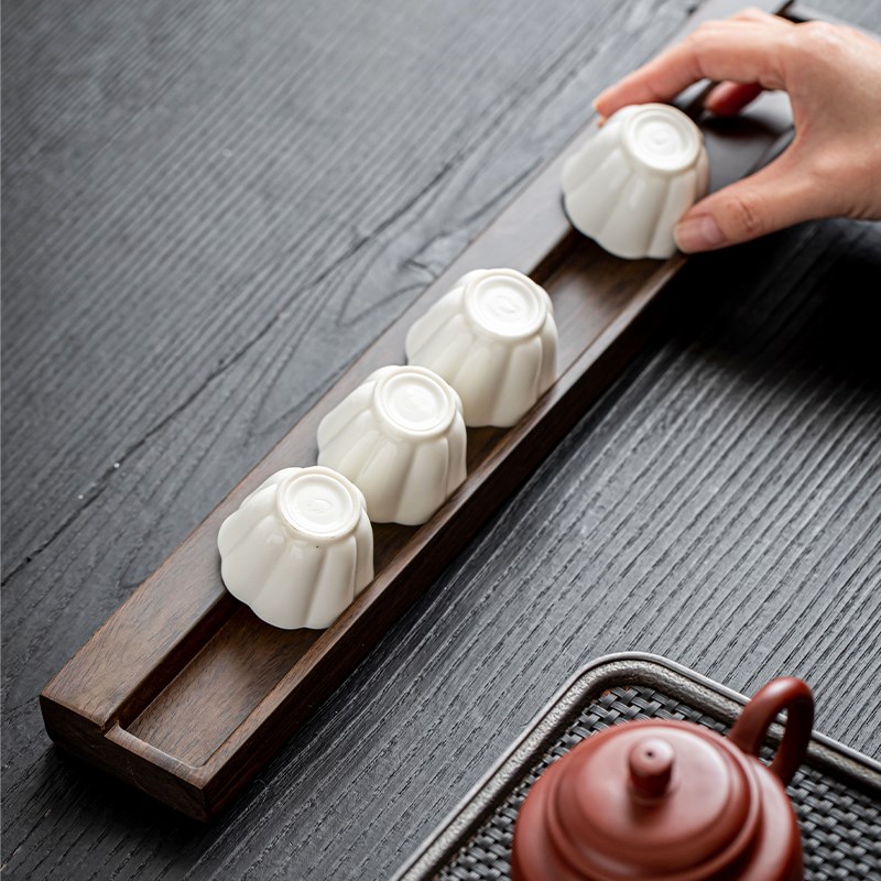 黑檀木茶杯沥水架茶具单层家用置物晾杯架收纳杯托架放茶杯的架子