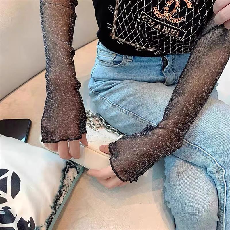 夏季开车防晒袖套女韩版手套袖子防紫外线蕾丝薄冰丝护臂手臂套袖