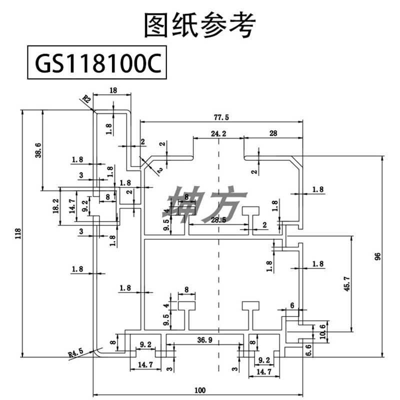 110*118三倍速链铝型材导轨型材工业铝合金输送线流水线2.5倍速链
