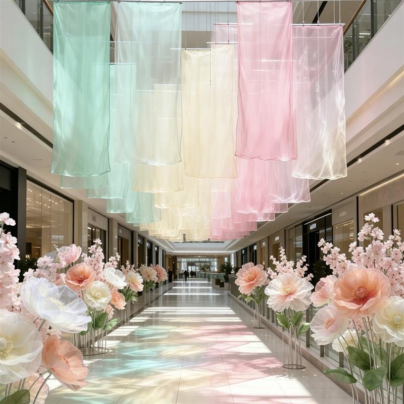 婚庆路引花店铺橱窗装饰花器花渐变粉色仿真花装饰用品婚庆布置