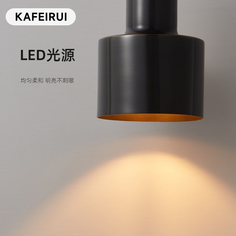 全铜意式极简卧室床头吊灯餐厅吧台充电小吊灯免接线背景墙吊线灯
