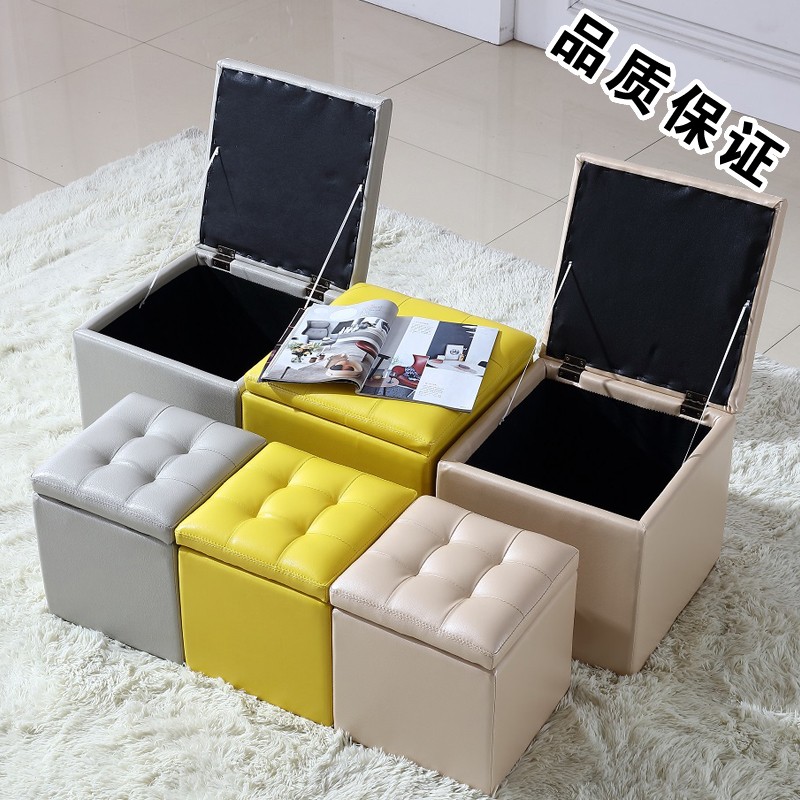 轻奢皮质储物凳 可坐式储藏凳家用高级矮凳沙发换鞋两用凳