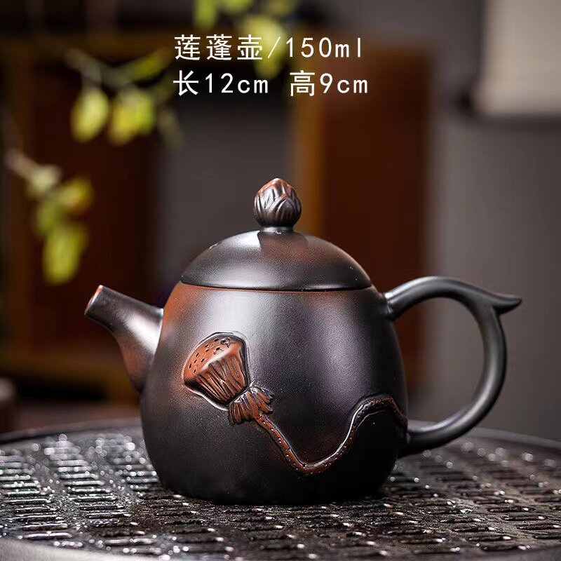 2023款高端紫陶浮雕龙蛋壶家用复古泡茶壶半手工紫砂陶瓷单壶