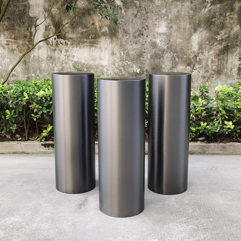 不锈钢展台 圆形展示柱 地台 茶几脚 钛黑柱子 橱窗展台 中岛台
