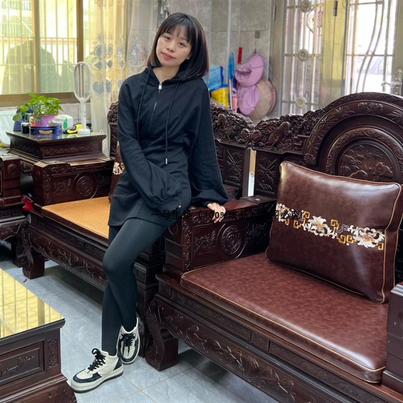 新中式防滑沙发坐垫红木沙发皮坐垫定制四季通用实木皮椅垫高档皮