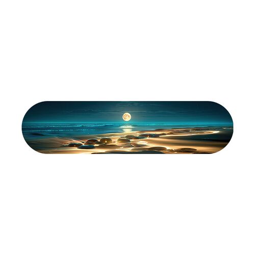 海浪景卧室背景墙装饰画北欧主人房间带灯挂画月球床头椭圆形壁画