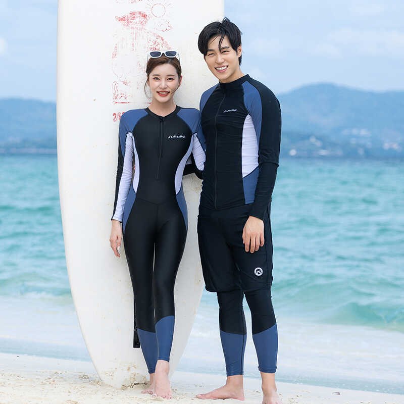 潜水服女情侣游泳衣男士分体长袖长裤冲浪防晒水母衣浮潜套装大码