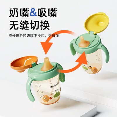 学饮杯鸭嘴杯婴儿6个月以上宝宝1岁奶瓶儿童牛奶杯刻度直饮吸管杯