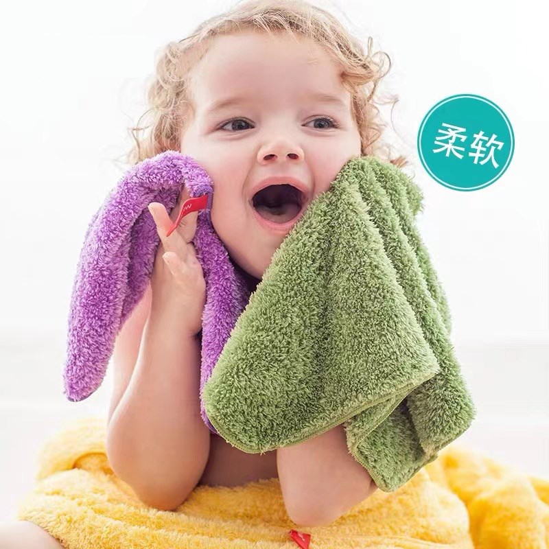 【2条装】台湾进口MAWALIE婴儿洗脸小毛巾抗菌儿童宝宝毛巾小方巾