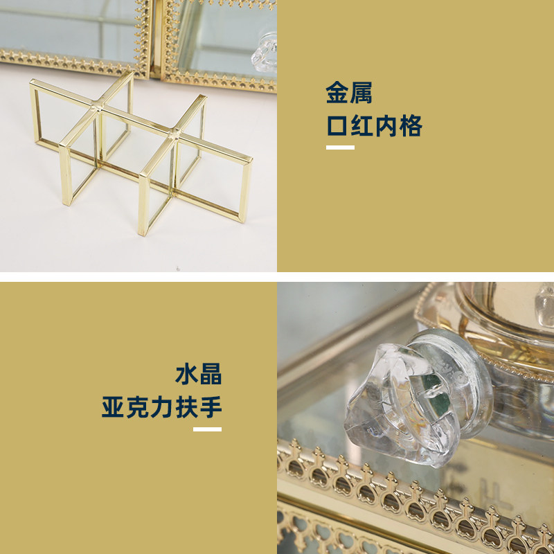 网红化妆品收纳盒欧式复古桌面卧室梳妆台抽屉式水乳护肤品置物盒