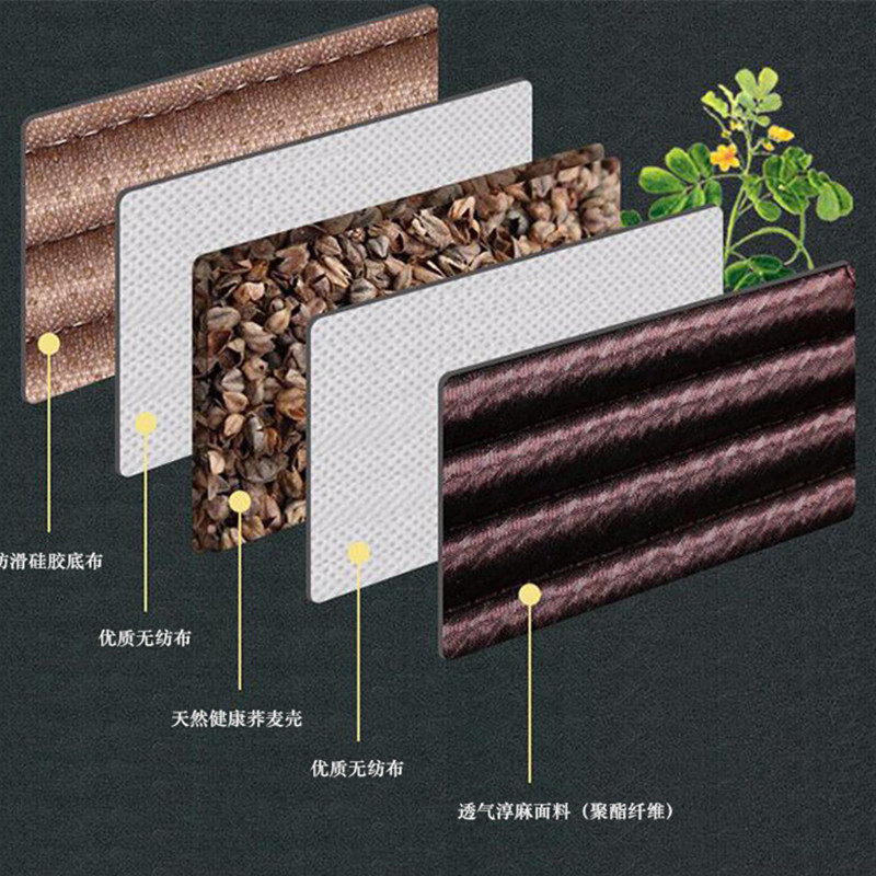 2022新款荞麦壳汽车坐垫养生免捆绑车垫子四季专用亚麻布半包座垫