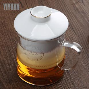一园茶杯茶水分离泡茶杯带盖陶瓷过滤加厚玻璃水杯办公室喝茶杯子