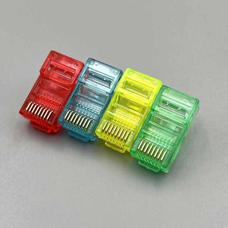 彩色超五类网络水晶头 CAT5E红黄蓝绿色网络水晶头网线连接器8P8C