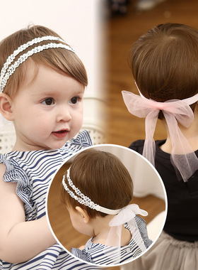 70405儿童蕾丝花边发带 可爱公主范婴儿发带 甜美纯色蝴蝶结发带