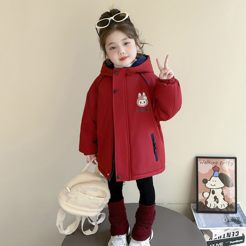 女童加绒外套秋冬款儿童卡通