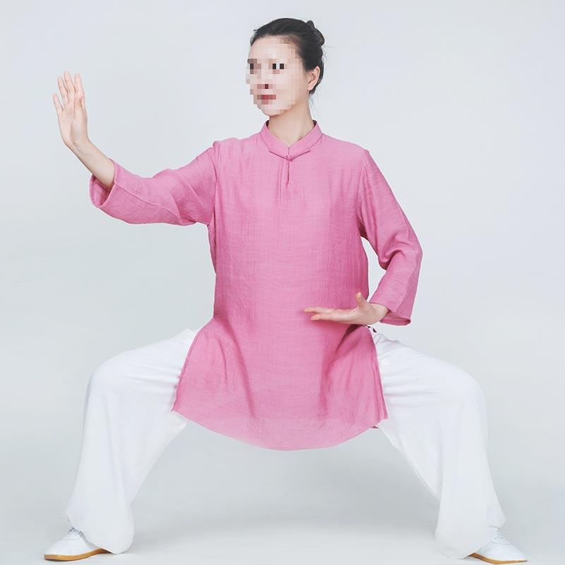 太极服女款新款飘逸棉麻夏季太极拳练功服女夏天薄八段锦
