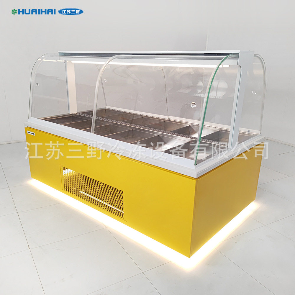 中岛圆弧玻璃冷藏展示柜炒货风冷柜果脯冷柜蜜饯肉干水果保鲜冰柜