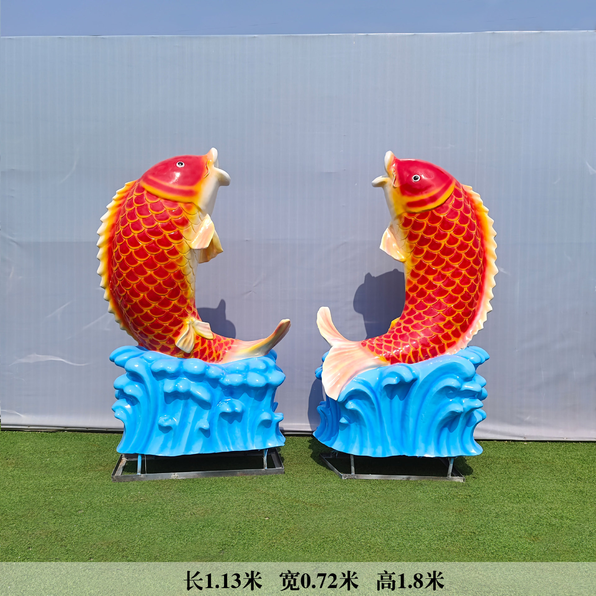 玻璃钢鲤鱼雕塑游泳馆幼儿园海豚摆件办公室酒店金龙鱼装饰品